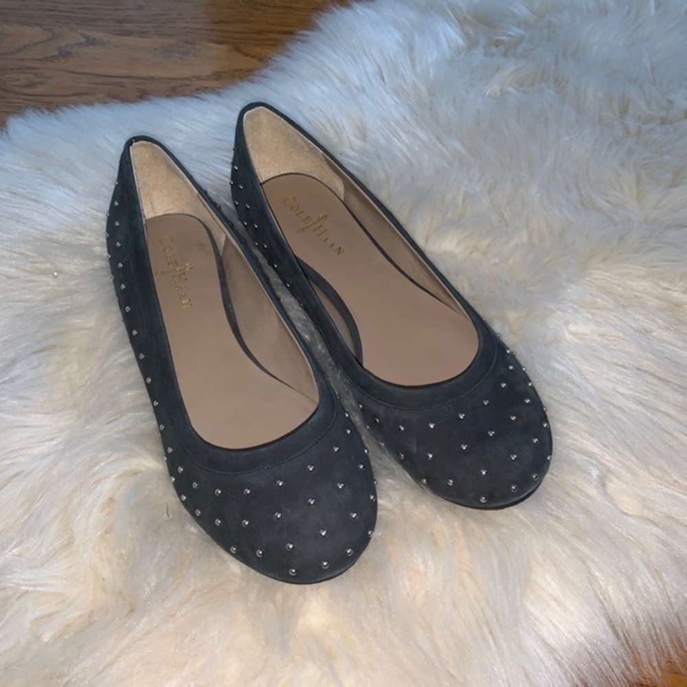 Cole‎ Haan gray suede studded ballet flats size 7.5
